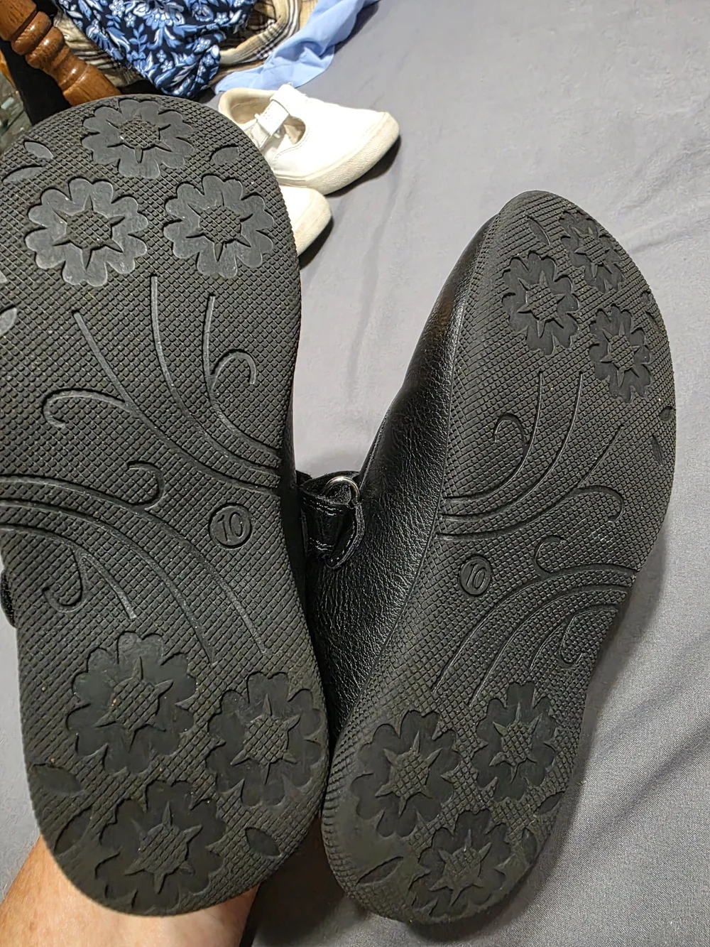 Rachel Black Mary Jane Dress Shoes with Floral Studs